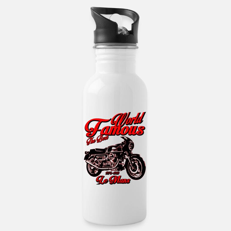 Weltberühmtes Superbike Le Mans - Trinkflasche mit integriertem Trinkhalm - Weiß