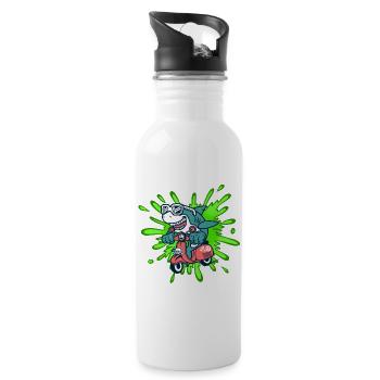 Hai lustig Mofa Moped Roller Comic - Trinkflasche mit integriertem Trinkhalm - Weiß - Rechts