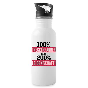Traktor , Treckerfahrer 200% Leidenschaft ...(25) - Trinkflasche mit integriertem Trinkhalm - Weiß - Rechts