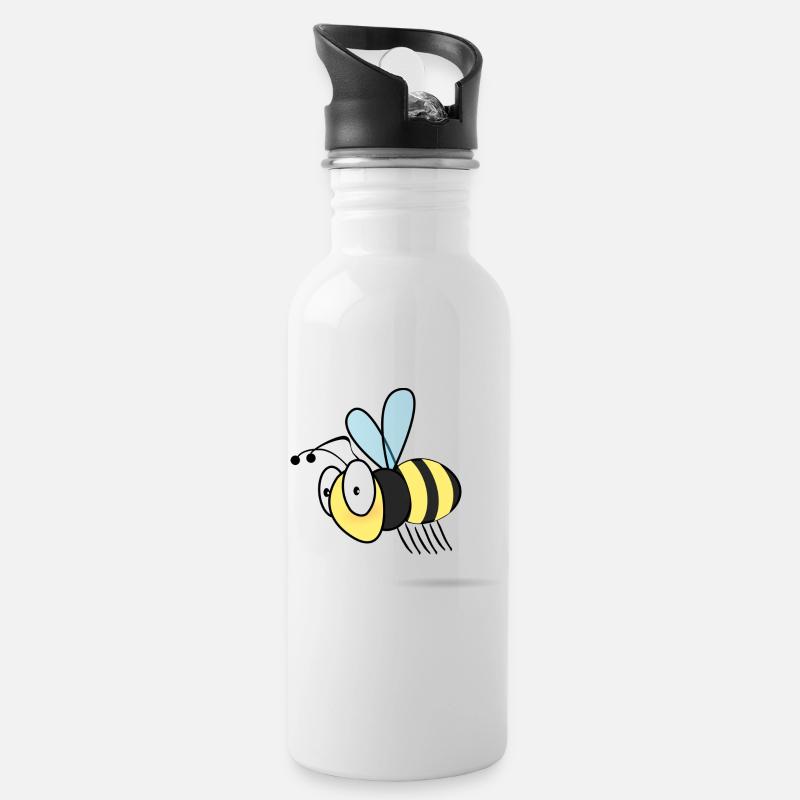 Honigbiene - Trinkflasche mit integriertem Trinkhalm - Weiß