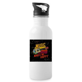 Ukulele Gesichtsmaske - Trinkflasche mit integriertem Trinkhalm - Weiß - Rechts