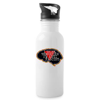 Brain. I think, therefore I'm an Anti-Fascist - Water bottle with straw - white - Right