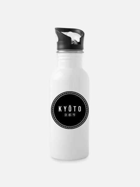 kyoto - Water bottle with straw - white