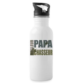 Meilleur Papa Chasseur Cool - Gourde avec paille intégrée - blanc - Droite