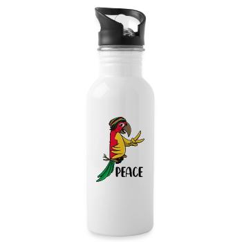Papagei Jamaika Reggae Reggaemusik Liebe Frieden - Trinkflasche mit integriertem Trinkhalm - Weiß - Rechts
