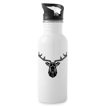 Deer head - Water bottle with straw - white - Right