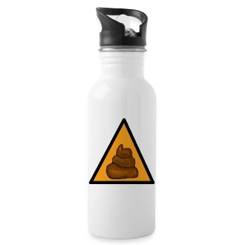 Caution shit - Water bottle with straw - white - Right