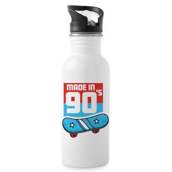 Made in 90s 90s child nineties old school retro - Gourde avec paille intégrée - blanc - Droite