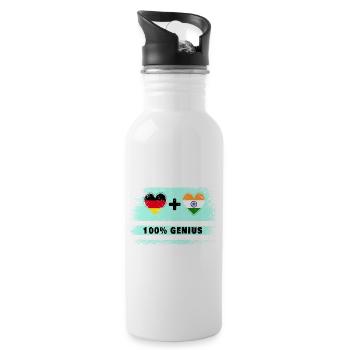 Germany and India 100% awesome / gift - Water bottle with straw - white - Right