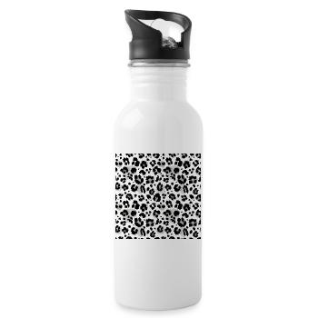Pflegeleichter Animal-Print Schwarz-Weiß Muster - Trinkflasche mit integriertem Trinkhalm - Weiß - Rechts