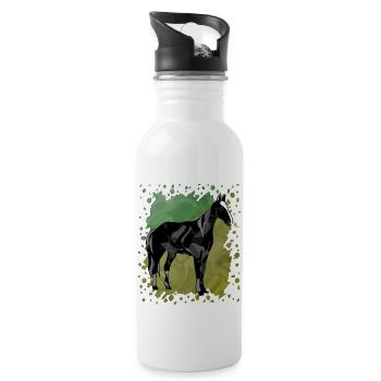 Pferd - Trinkflasche mit integriertem Trinkhalm - Weiß - Rechts
