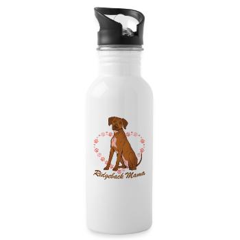 Rhodesian Ridgeback Mama - Trinkflasche mit integriertem Trinkhalm - Weiß - Rechts