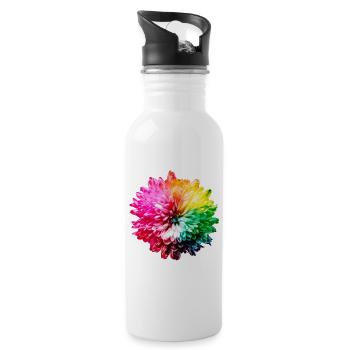 Chrysanthemum Rainbow - Water bottle with straw - white - Right