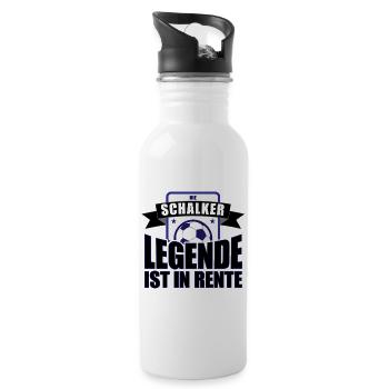 Die Schalker Legende ist in Rente | Schalke Spruch - Trinkflasche mit integriertem Trinkhalm - Weiß - Rechts