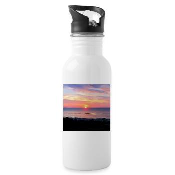 EG Sonnenuntergang I Urlaub I Meer I Sommer - Trinkflasche mit integriertem Trinkhalm - Weiß - Rechts