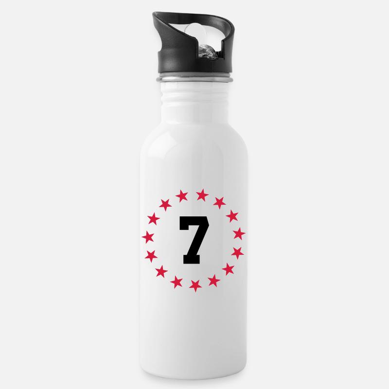 Nummer 7 - Trinkflasche mit integriertem Trinkhalm - Weiß