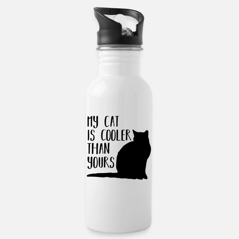 My cat - Trinkflasche mit integriertem Trinkhalm - Weiß