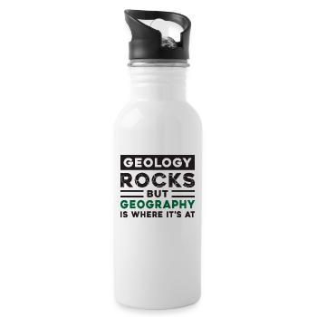 Geografie Lehrer Geocaching Geography GPS Geschenk - Trinkflasche mit integriertem Trinkhalm - Weiß - Rechts