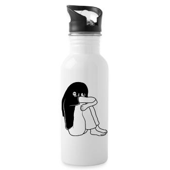 Girl sitting sadly - Water bottle with straw - white - Right