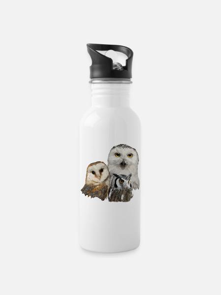 Nocturnal raptors - Water bottle with straw - white