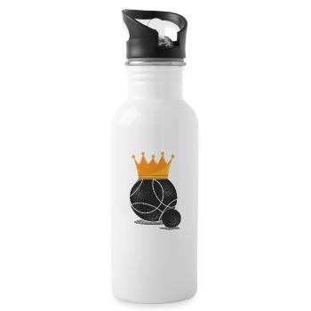 Boule queen petanque crown balls boulen boccia - Water bottle with straw - white - Right