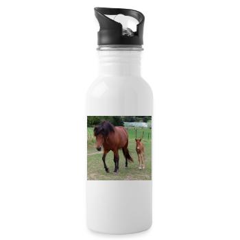 Pferd Pferdeposter - Trinkflasche mit integriertem Trinkhalm - Weiß - Rechts