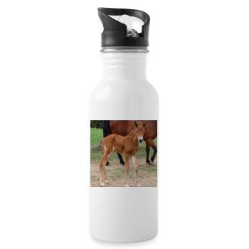 Pferd Pferdeposter - Trinkflasche mit integriertem Trinkhalm - Weiß - Rechts