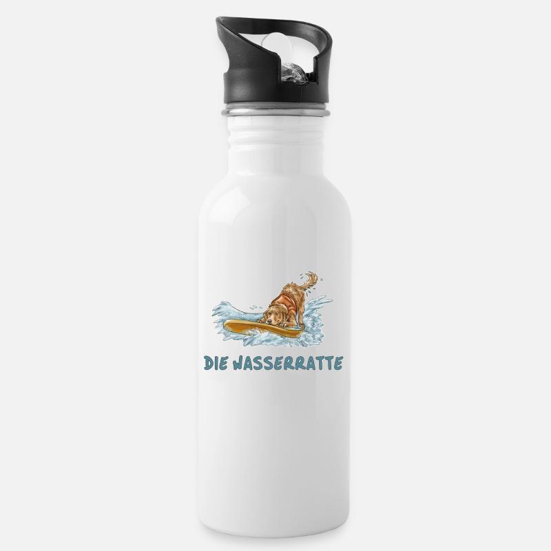 wasserratte - Trinkflasche mit integriertem Trinkhalm - Weiß