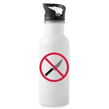 Forbidden sign knife - Water bottle with straw - white - Right