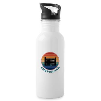 Bratislava Slowakei Skyline Wahrzeichen Souvenir - Trinkflasche mit integriertem Trinkhalm - Weiß - Rechts