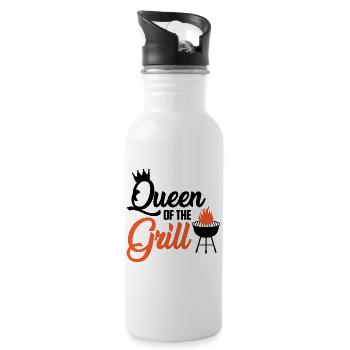 Queen Of The Grill Funny Women's Barbecue BBQ - Water bottle with straw - white - Right