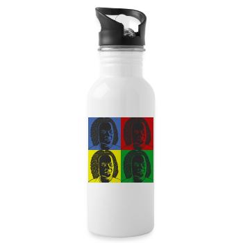 Johann Sebastian Bach Im Warhol Style - Trinkflasche mit integriertem Trinkhalm - Weiß - Rechts