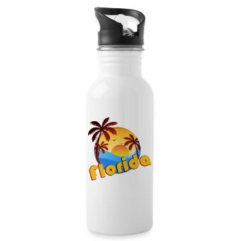 Florida Miami Summer Sun Palms USA America - Water bottle with straw - white - Right