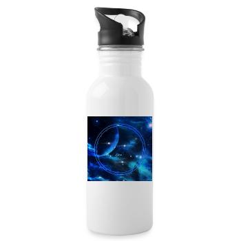 Tierkreis Sternbild Waage - Trinkflasche mit integriertem Trinkhalm - Weiß - Rechts