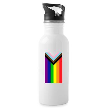 Homosexuell Stolz Regenbogenfahne - Trinkflasche mit integriertem Trinkhalm - Weiß - Rechts