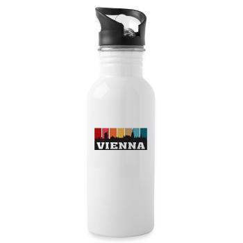 Vienna Austria Travel Souvenir Skyline Silhouette - Water bottle with straw - white - Right
