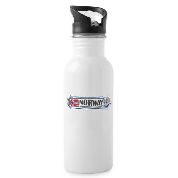 Norwegen Landmark Travel Souvenir Norwegische Flagge - Trinkflasche mit integriertem Trinkhalm - Weiß - Rechts