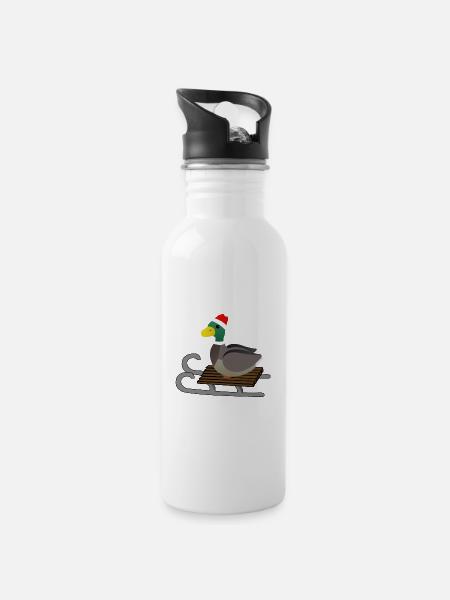 Ente - Trinkflasche mit integriertem Trinkhalm - Weiß
