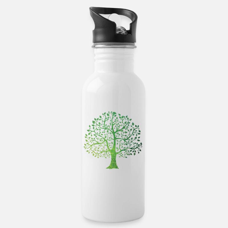 Natur - Trinkflasche mit integriertem Trinkhalm - Weiß