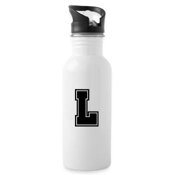 Letter L. - Water bottle with straw - white - Right