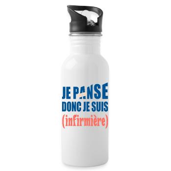 Je panse donc je suis infirmière t-shirt cadeau - Gourde avec paille intégrée - blanc - Droite