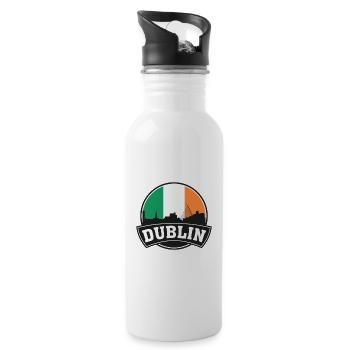 Dublin Ireland Skyline Travel Souvenir Irish Flag - Water bottle with straw - white - Right