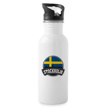 Stockholm Suède Skyline Voyage Souvenir Suédois F - Gourde avec paille intégrée - blanc - Droite