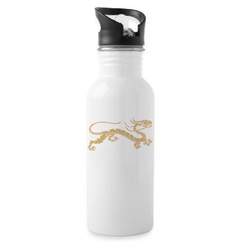 Goldener Drache T-Shirt - die Drachen Geschenkidee - Trinkflasche mit integriertem Trinkhalm - Weiß - Rechts