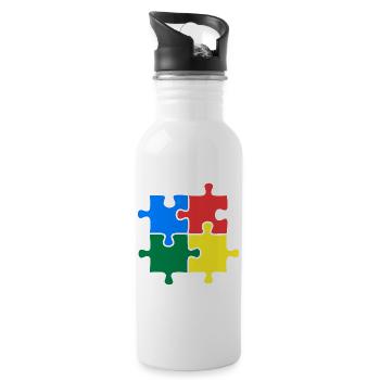 Autism Awareness Puzzle Colorful - Water bottle with straw - white - Right