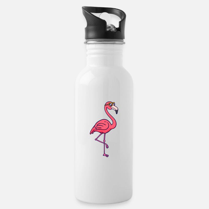 Flamingo Vacation Vacation Summer Chilling Relax - Gourde avec paille intégrée - blanc
