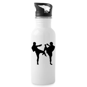 Kickboxen - Trinkflasche mit integriertem Trinkhalm - Weiß - Rechts