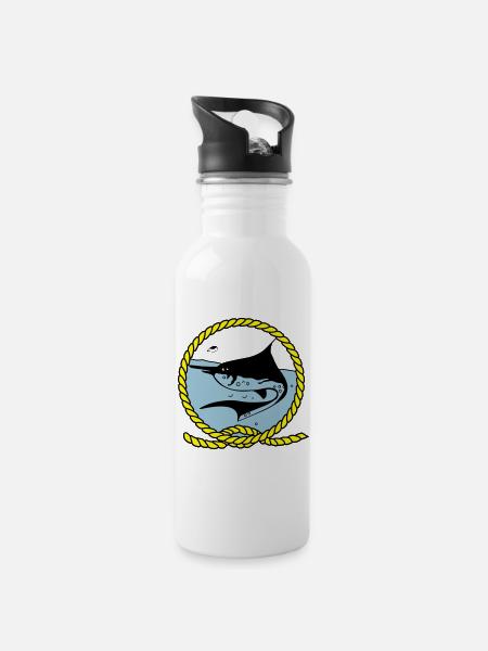 Leawaka Haria logo - Water bottle with straw - white