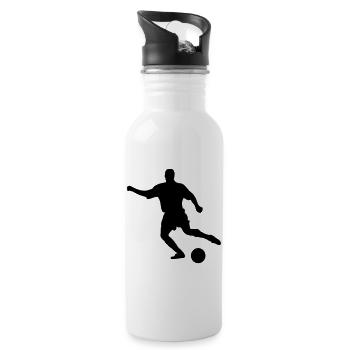 Joueur de football avec mouvement de coup de pied au ballon - Gourde avec paille intégrée - blanc - Droite