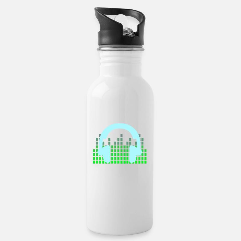 DJ Musik Disco Kopfhörer - Trinkflasche mit integriertem Trinkhalm - Weiß